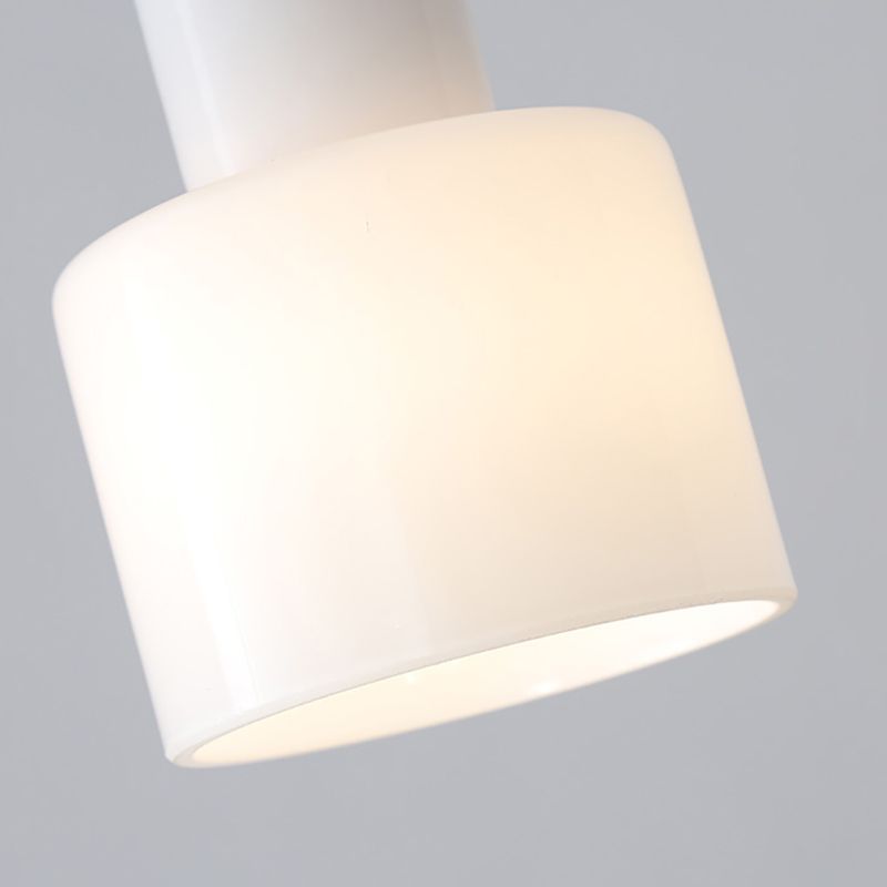 1 Lámpara de colgación de cilindro ligero Luz de colgante de vidrio de leche simple moderno en blanco para el dormitorio de la oficina