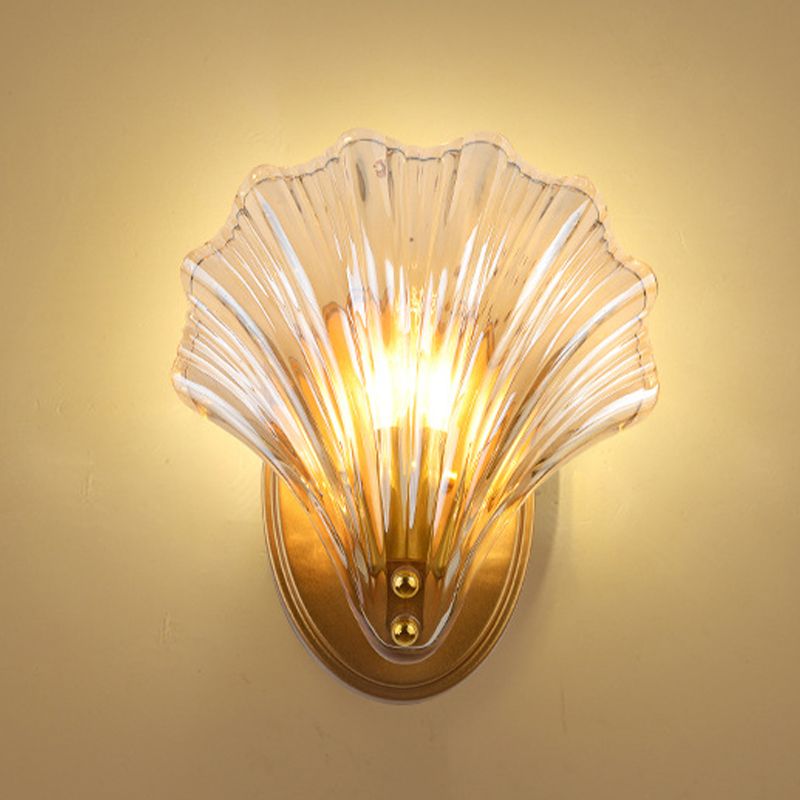 Single Contemporary Golden Glass Shape Unique Bathroom Vanity Light