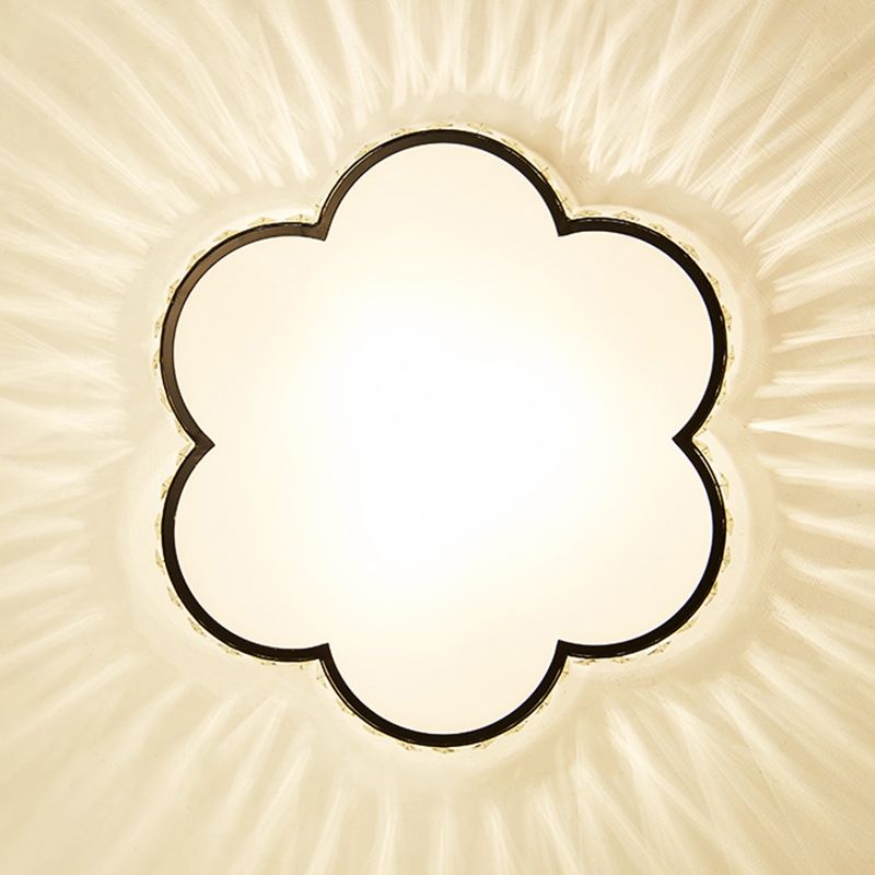 Geometry Shape Ceiling Lamp Modern Iron Flush Mount with Glass Lampshade for Bedroom