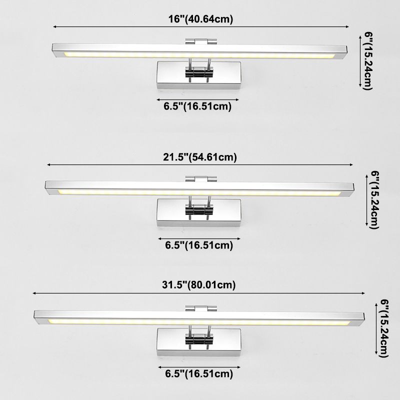 Single Light Linear Wall Sconce Modern Style Metal Mirror Wall Lighting in Silver