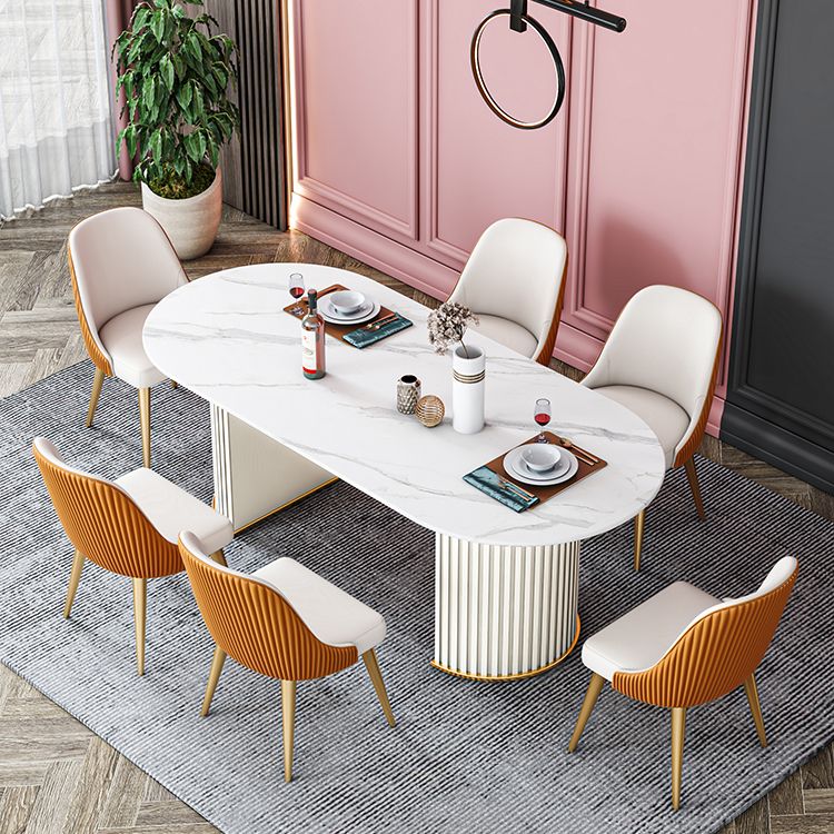 Oval Double Pedestal Dining Table Stone Furniture for Dining Room Home