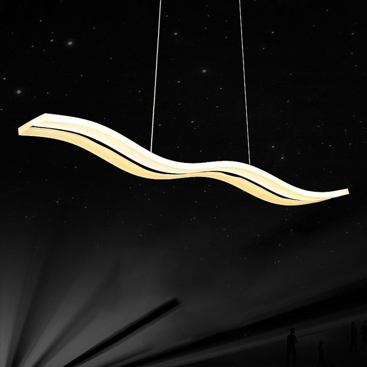 Luce a led bianche acriliche in moderna luce a forma d'onda di ferro in stile in stile conciso per sala da pranzo