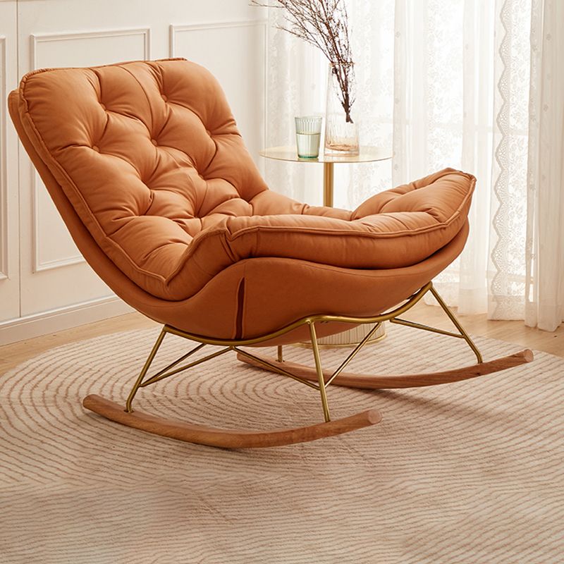Glam Style Rocking Chair Upholstered Tufted Rocker Chair with Legs