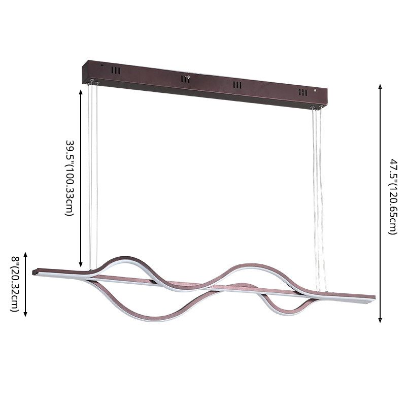 Vague grande cuisine pendante lumières aluminium moderne simplicité île île lustre lumières pour restaurant