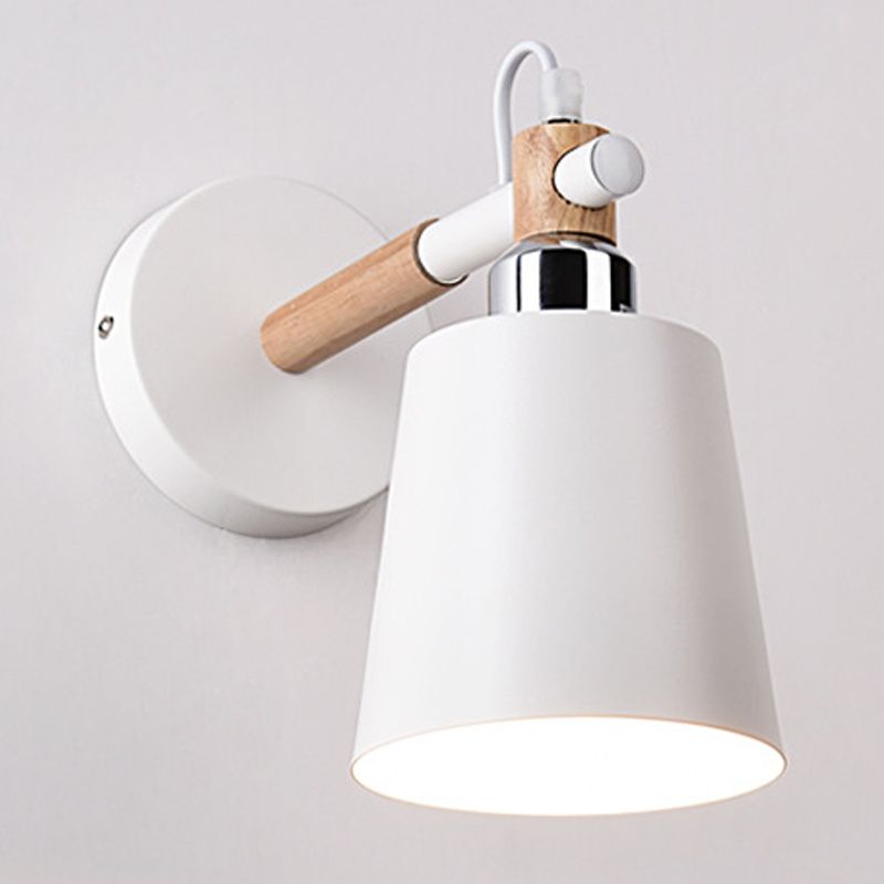 Nordic Wall Sconce Tapered Sconce Light with Metal and Wood for Bedroom