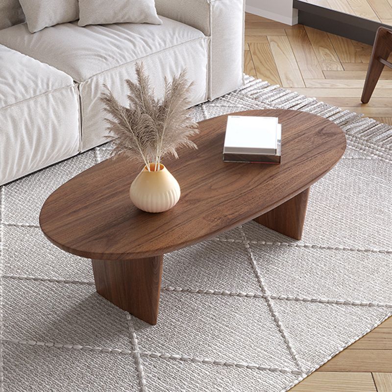 2 Legs Coffee Table Contemporary Solid Wood Coffee Cocktail Table