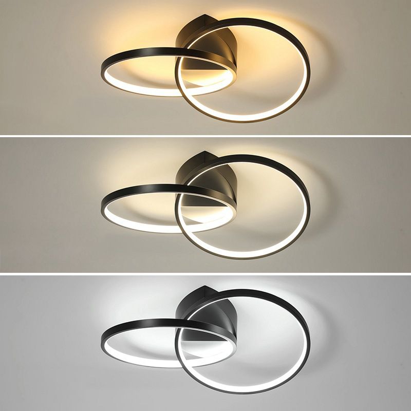 2-Ring Ceiling Light Stylish Modern Acrylic LED Semi Flush Mount Light