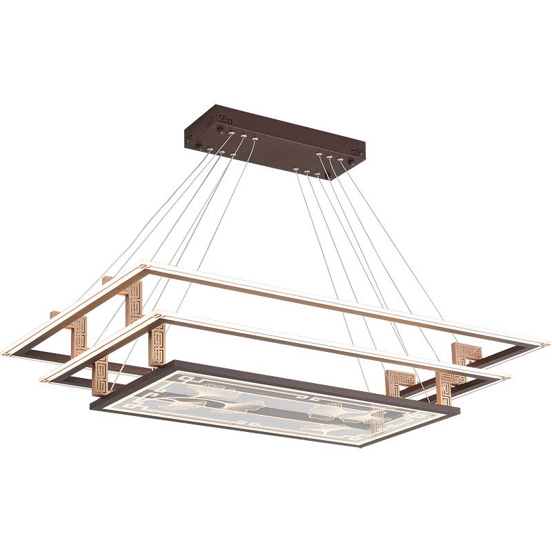 Brown Aluminum Hanging Pendant Lights Contemporary Hanging Lamps for Tea House