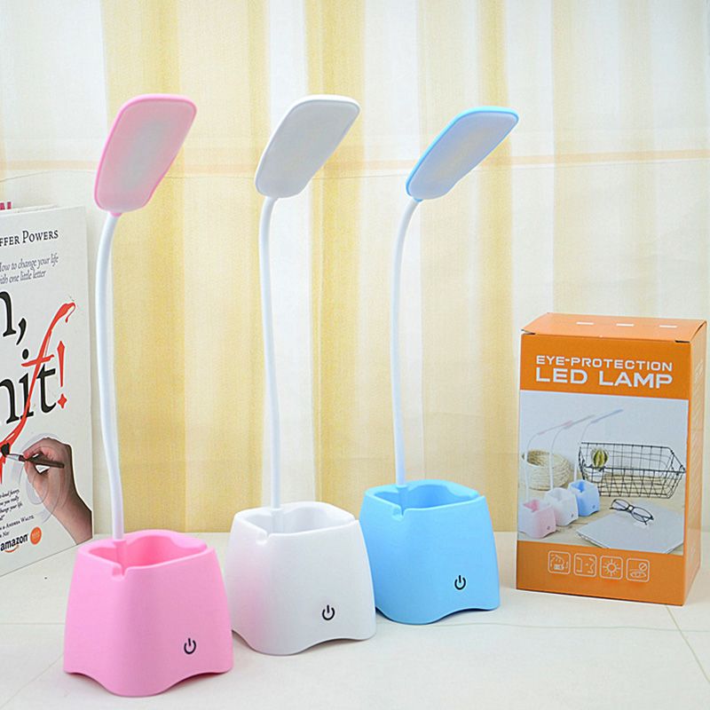 Eye-protection Mini LED Table Lamp Macaroon Style Colorful Desk Light with Pen Holder Design