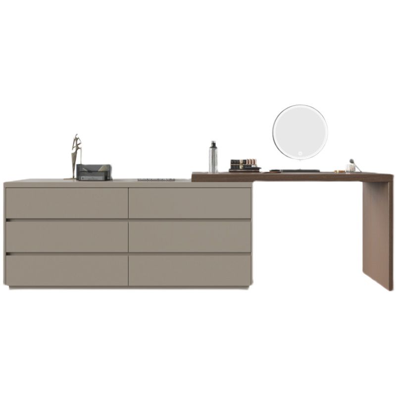 Contemporary Lighted Mirror Wood With Drawer Standing Vanity Dressing Table
