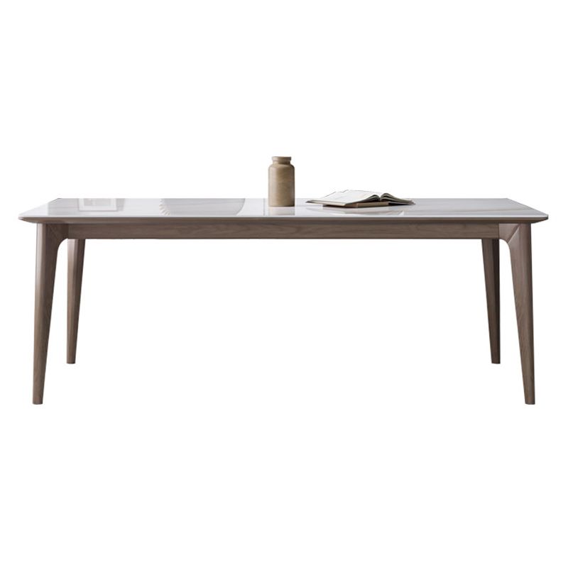 Medieval Modern Sintered Stone Dining Table Rectangle Table with Wooden 4 Legs