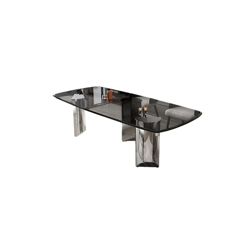 Simplicity Style Rectangle Glass Dining Site Table with 3 Legs