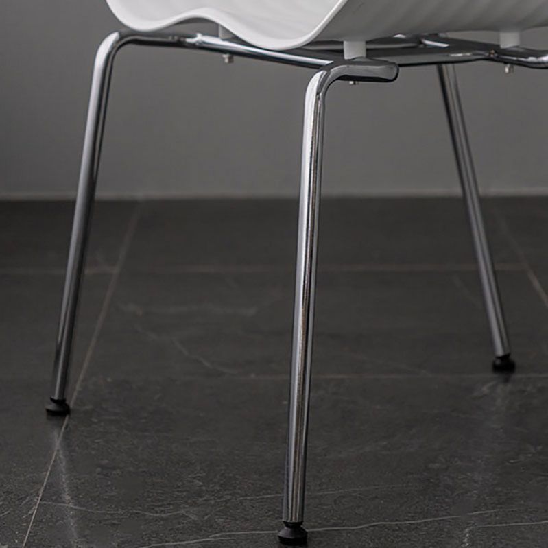 Industrial Style Open Back Dining Side Chair Plastic Dining Armless Chairs with Metal Legs