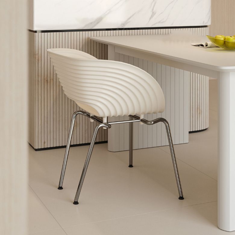 Industrial Plastic Arm Chair Metal Base Indoor Dining Chair for Home