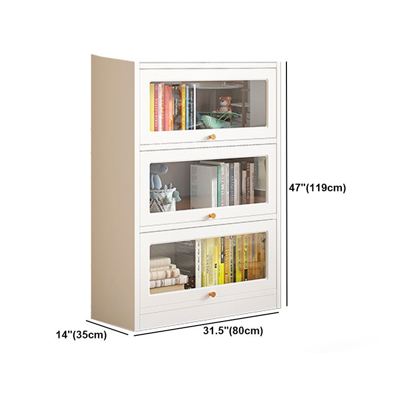 White Bookshelf Contemporary Style Bookcase with Door for Home Office