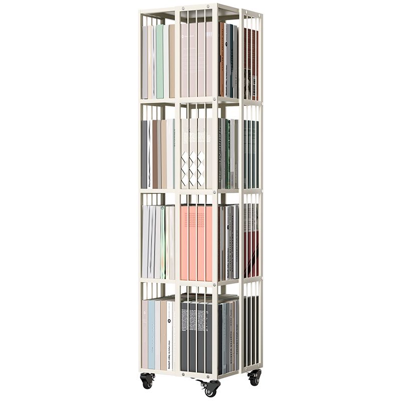 Modern Metal Bookshelf Pure White Standard Open Shelf Vertical Bookcase
