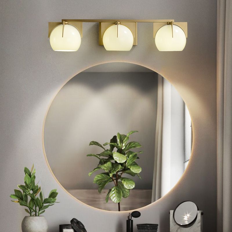 Postmodern Metal Wall Sconce Geometric Shape Vanity Lamp with Glass Shade for Bathroom