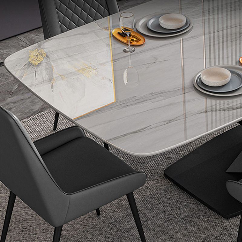 Modern Dining Table Stone Dining Room Dining Table with Metal Base