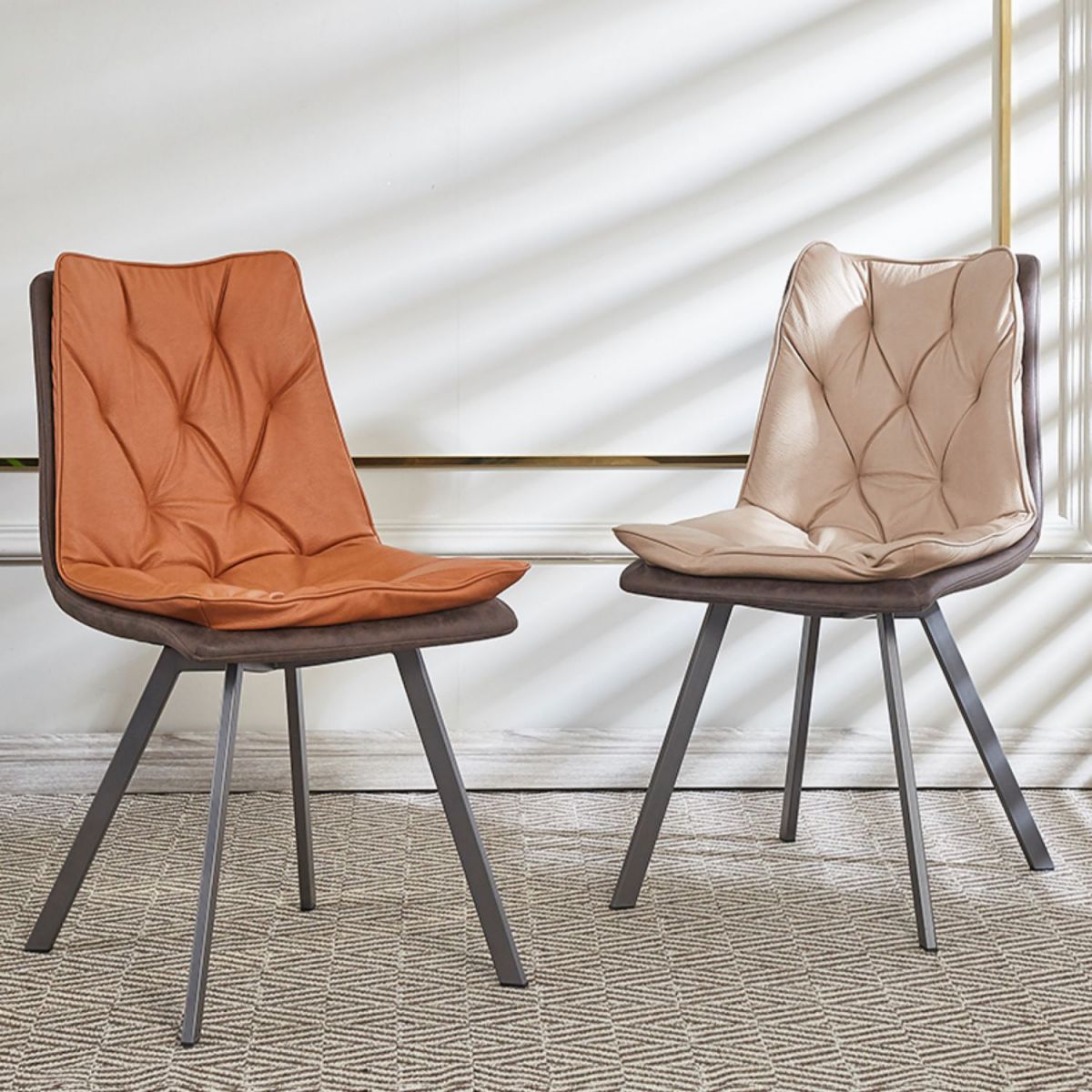 Matte Finish Leather Dining Chair Contemporary Home Solid Back Side Chair