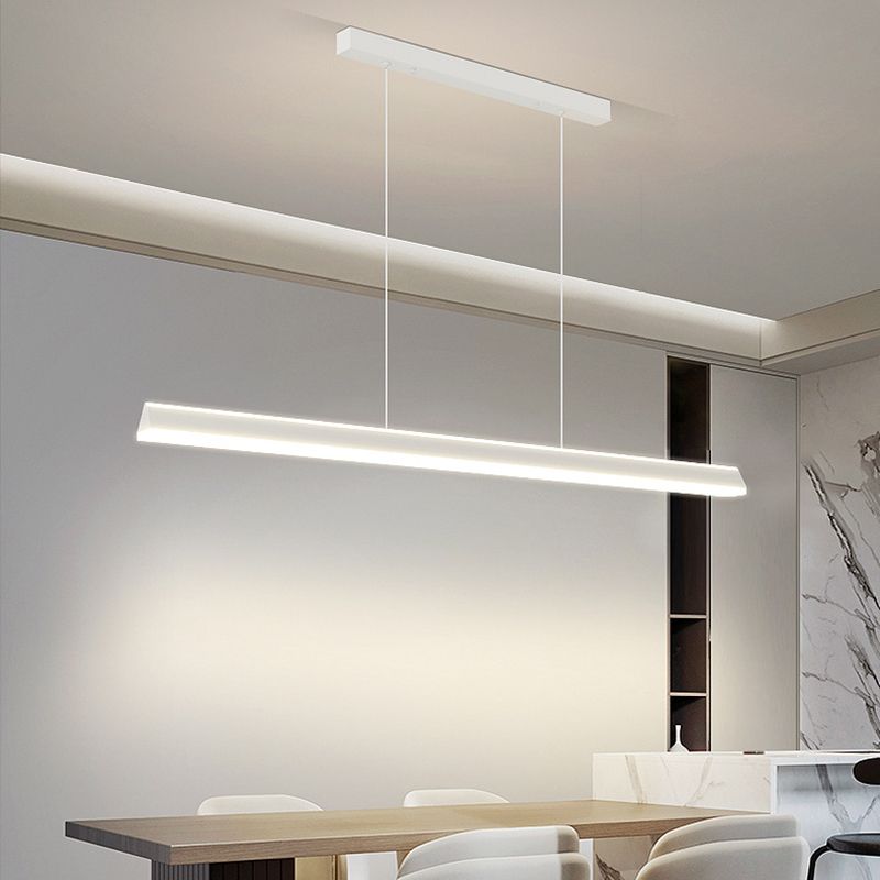 LED Modern Metal Pendant Lamp Linear Shape Island Light with Acrylic Shade for Living Room