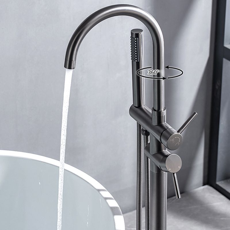 Modern Floor Mounted Metal Freestanding Tub Filler Swivel Freestanding Faucet