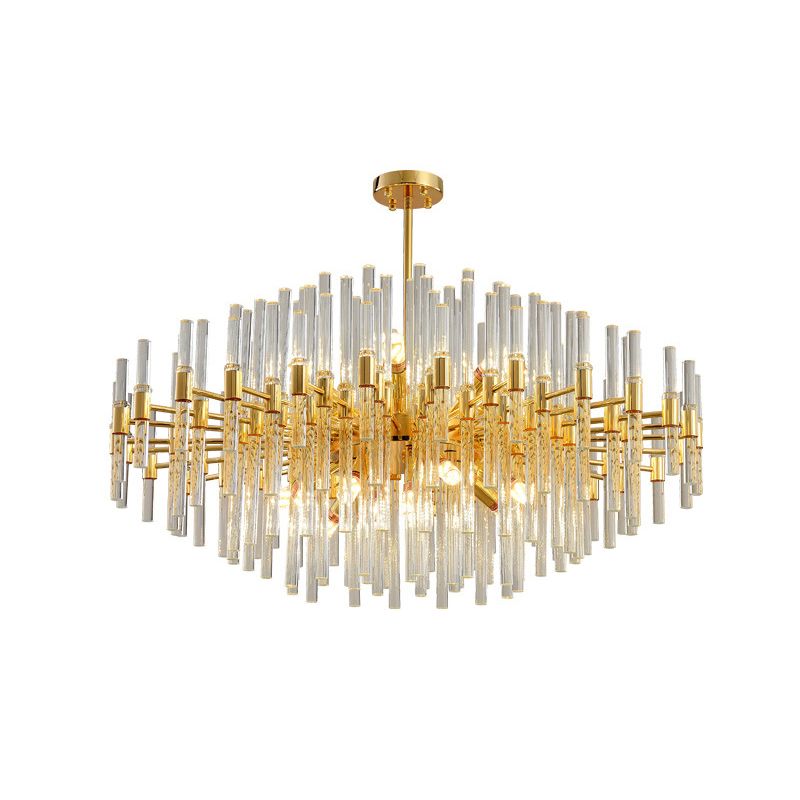 Geometrical Shaped Crystal Rod Chandelier Light Post-Postmodern Gold Pendant Light Fixture
