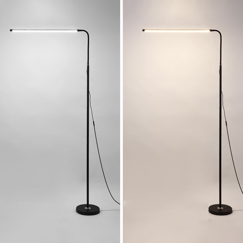 Linear Shape Metal Floor Light Modern Style 1 Light Floor Light Fixtures in Black