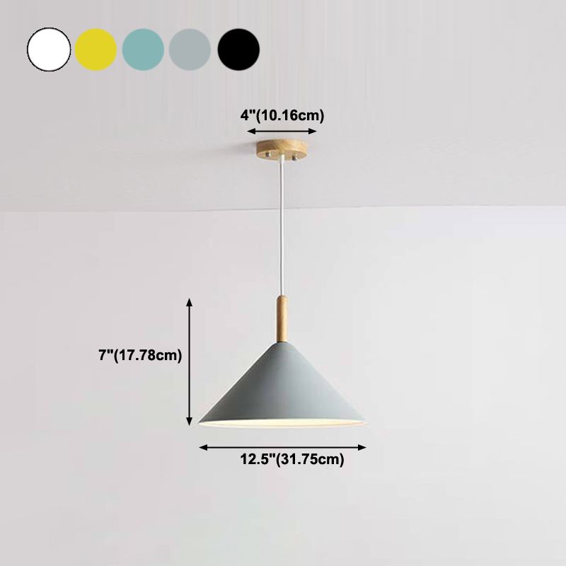 1 illuminazione a sospensione di cono leggero a cono moderno illuminazione sospesa in metallo per sala da pranzo