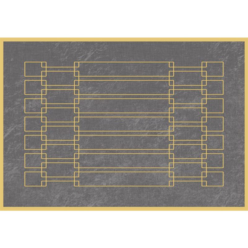 Funky Rectangle Pattern Rug Grey Nordic Carpet Polyester Non-Slip Backing Rug for Sitting Room