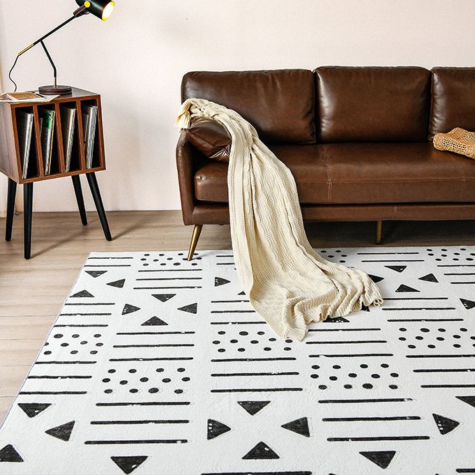 Simple Solid Color Bohemian Rug Polyester Herringbone Area Rug Non-Slip Backing Carpet for Living Room