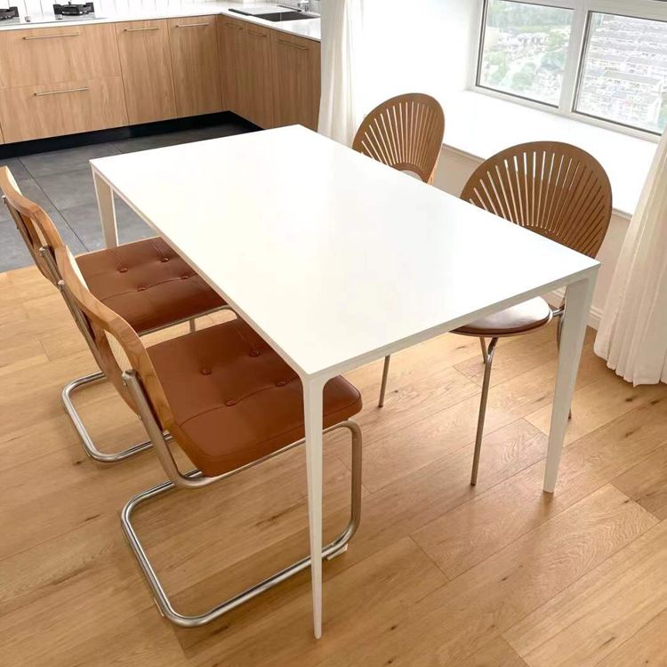 Mesa de comedor de piedra sinterizada contemporánea Mesa de comedor de forma rectangular blanco para cocina