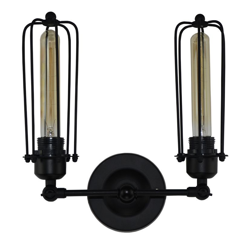 2 Lights Metal Wall Mounted Light Fixture Industrial Cage Shade Wall Hanging Lights for Bathroom