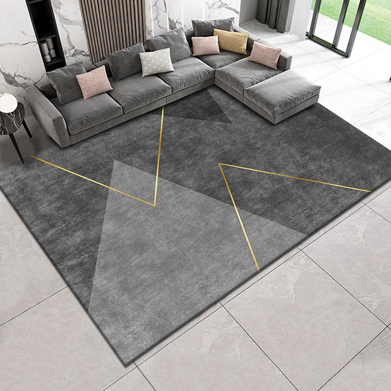 Black Luxury Carpet Polyester Graphic Carpet Non-Slip Backing Carpety for Home Decoration