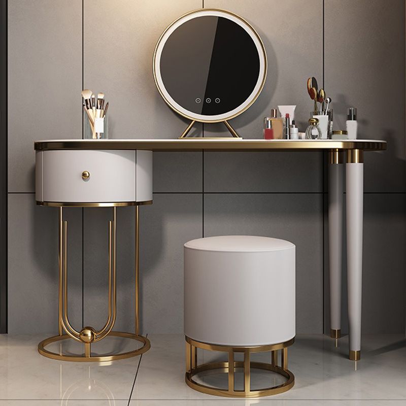 Glam Slate Top Makeup Vanity Desk Table Grey Dressing Table with Drawer