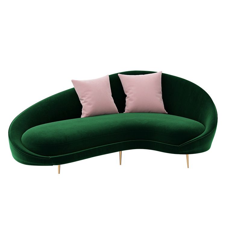 Contemporary Velvet Solid Color 33.46" H Curved Slope Arm Sofa