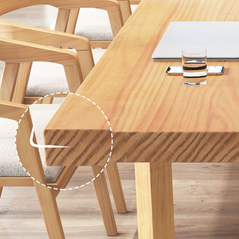Contemporary Style Natural Office Desk Rectangular Shape Task Desk with 2 Legs