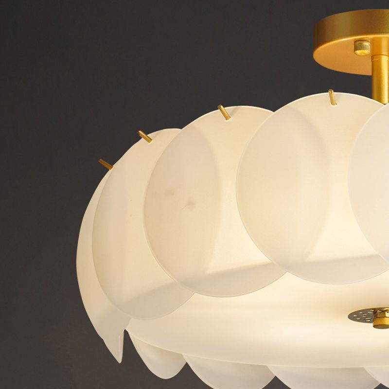 Bubble Float Semi Mount Lighting Modern Glass Semi Flush Ceiling Light in White