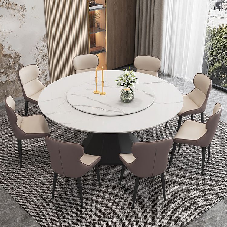 Contemporary 1/4/5/7/9/13 Pieces Furniture Round Stone Dining Set in White