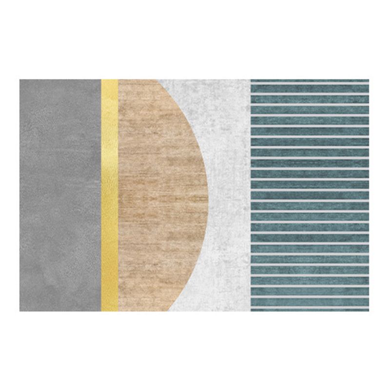 Modern Rectangle Polyster Area Carpet Living Room Non-Slip Backing Geometric Pattern