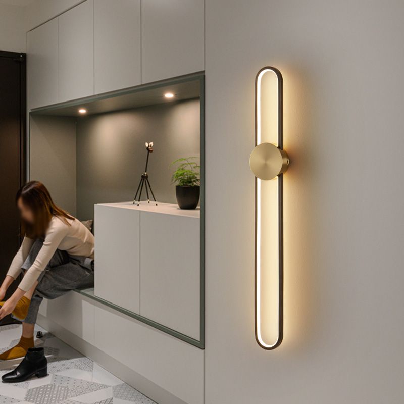 Oval Wall Lighting Fixture Modern Style LED Metal Wall Mounted Lighting for Living Room