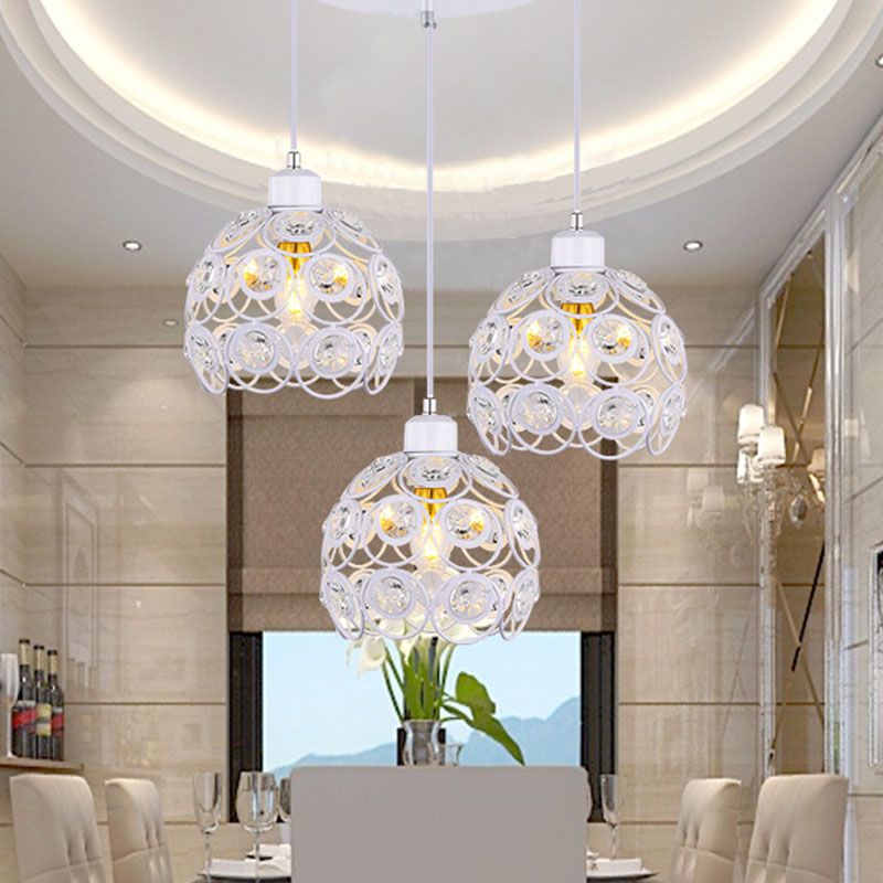 Suspension du pendentif moderne dôme suspendu à cristal clair avec un cordon suspendu à 39,5 "