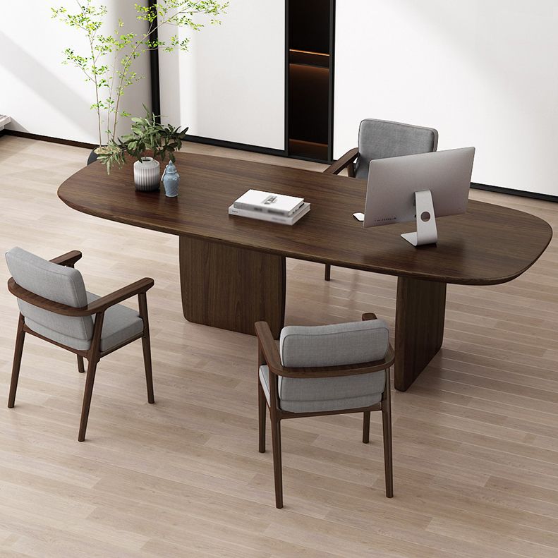 Ovaal dennen vaste houten tafel eenvoud eetkamer collectie met dubbele voetstuk
