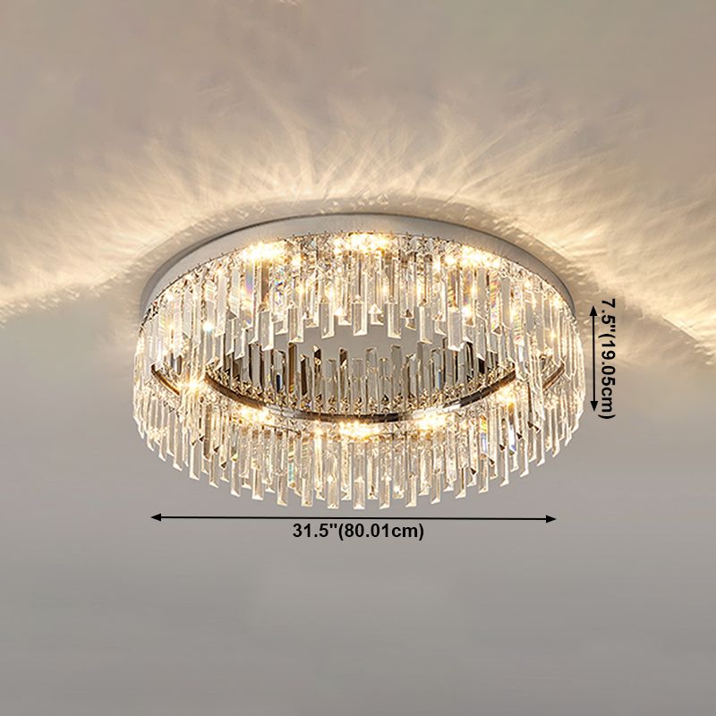 Plafonnier LED rond de luxe moderne en acier inoxydable, montage encastré pour salon