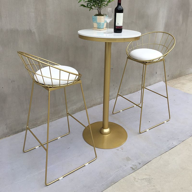 Modern Round Pub Table Set 1/2/3 Pieces Bar Table with Metal Stools