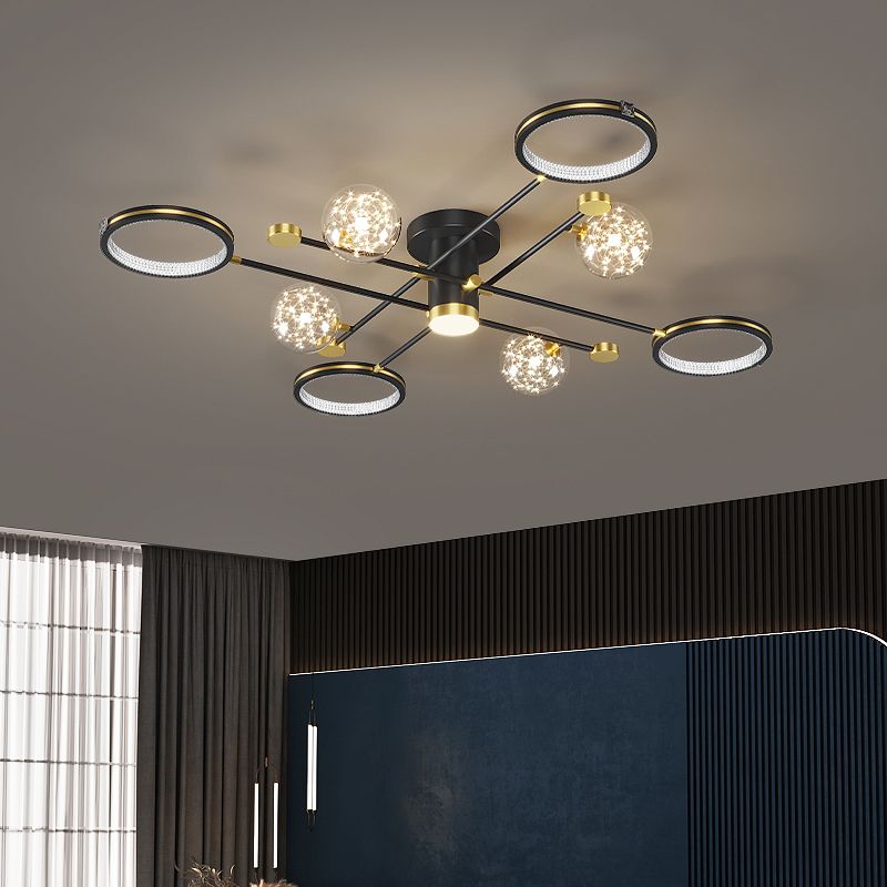Lampe de plafond moderne de globe de lumière affleurante de LED en métal pour la chambre à coucher