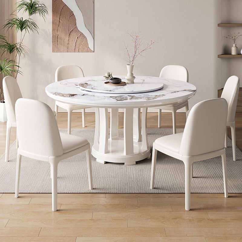 Glam Dining Table Turntable Pedestal Dining Table for Kitchen