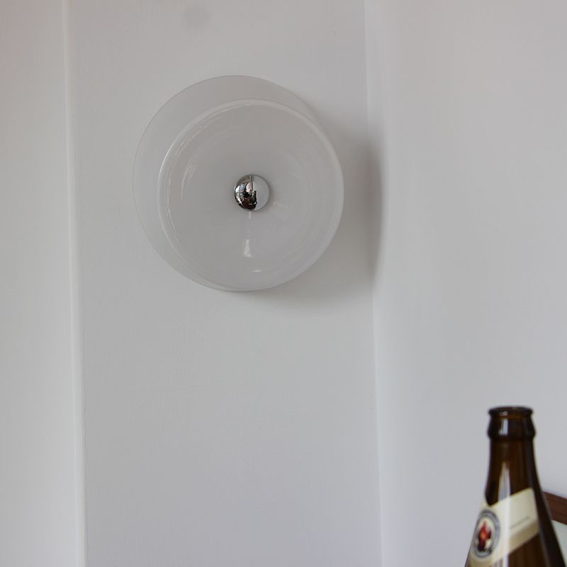 Glass Round Wall Sconce Lights Modern Style 1 Light Wall Mounted Lamps in White
