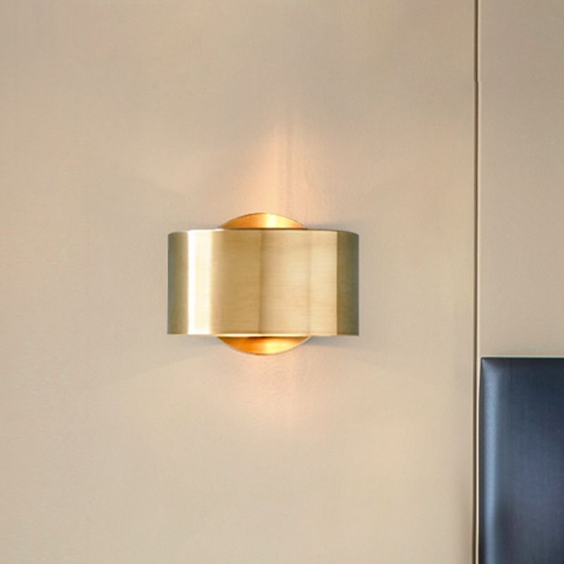 Gold Half-Cylinder Wall Light Fixture Postmodern 1 Light Metal Flush Wall Sconce