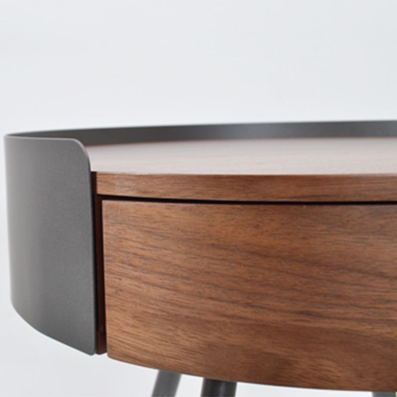 21.2" Tall Scandinavian Round Wooden Top Side Table Metal 4 Legs End Table