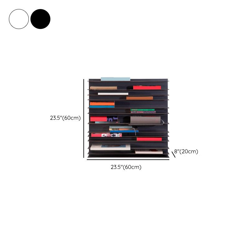 Industrial Closed Back Bookcase Floating Metal Bookshelf with Shelves